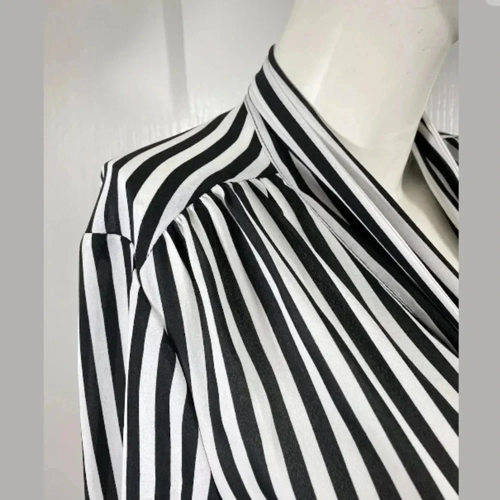 NWT Worthington Stripped Tie Neck Shirt Blouse Top size small long sleeve - Picture 4 of 7